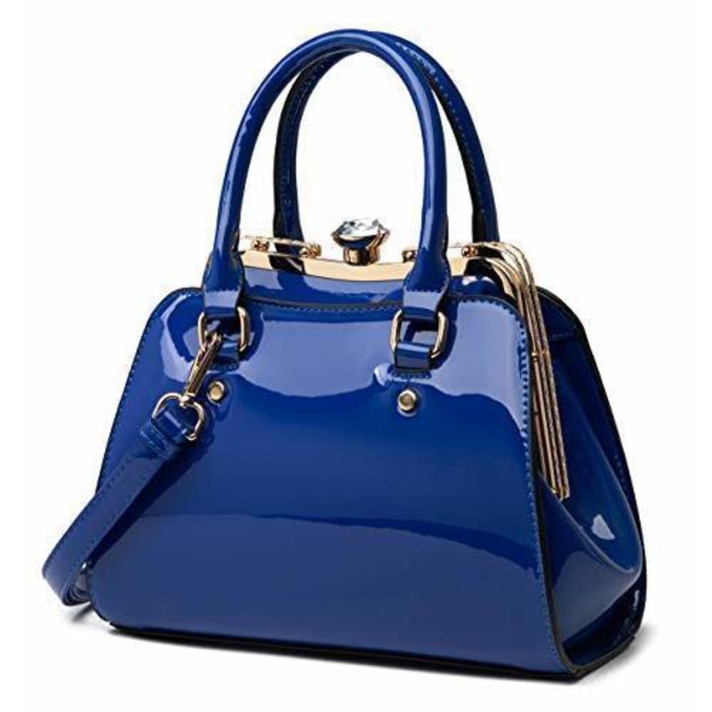 Modern Shiny Patent Textured Handbags Strap Bags Fashion Satchel Purses Top
